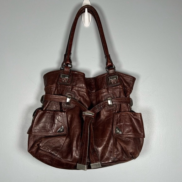 B. Makowsky Leather Shoulder Bag Cognac Brown - Picture 1 of 7